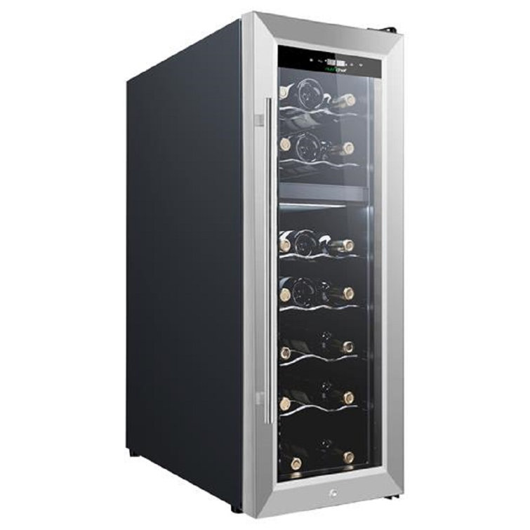 Nutrichef 32.68'' width 18 Bottle and Can Dual Zone Freestanding Wine